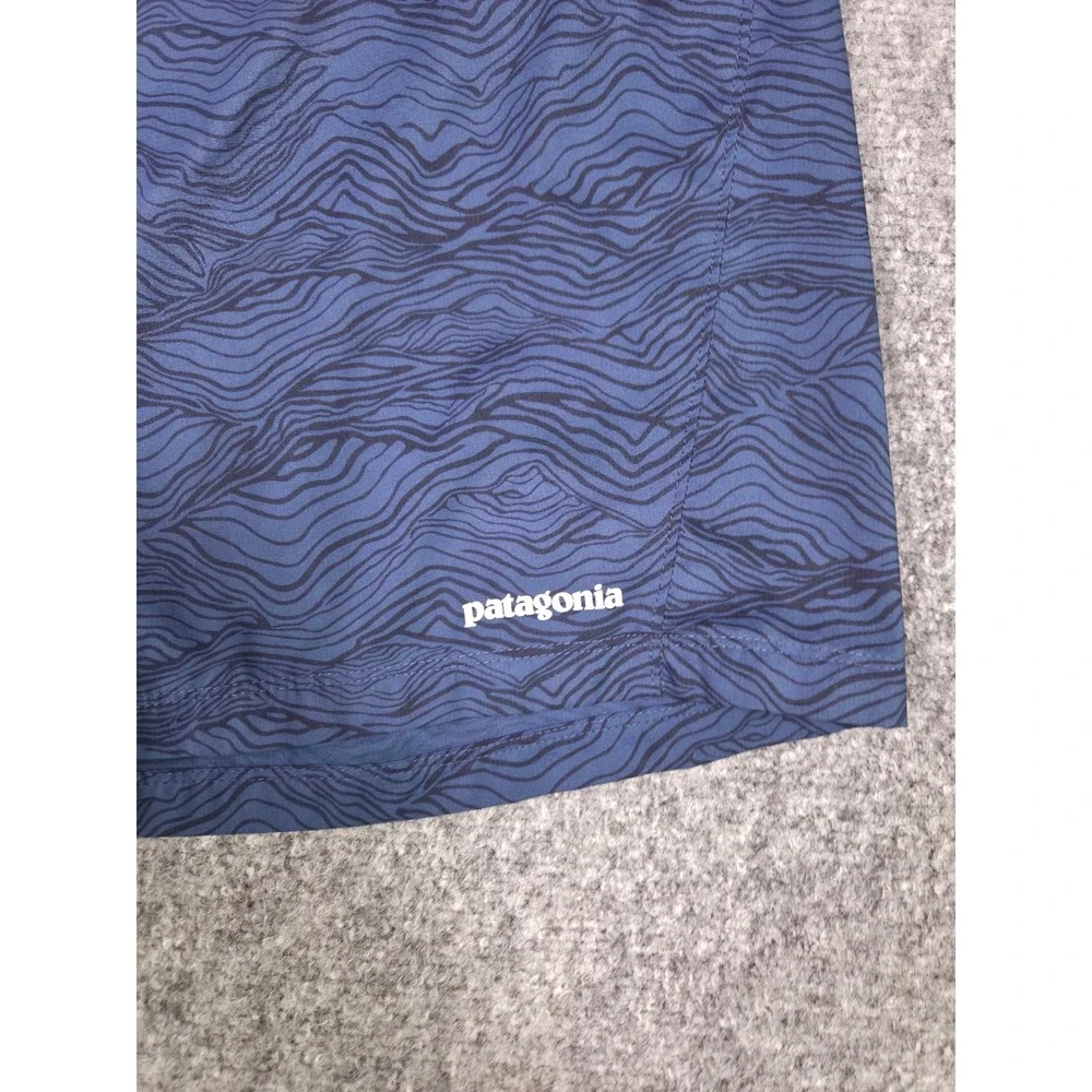 Patagonia Board Shorts Mens XL Blue Topographic Wave Print Recycled Polyester